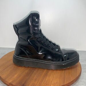 Dr. Doc Martens Boots MIX Black Patent Leather Lamper 10-Eyelet Size US 7 UK 5